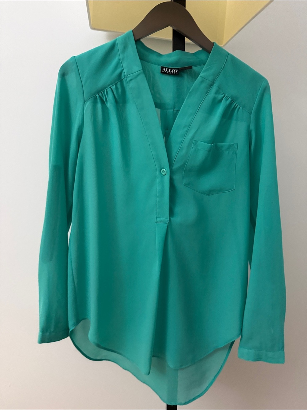 ALLOY Teal V-Neck Long Sleeve Blouse